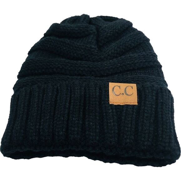 C.C Black Cable Knit Winter Beanie - Picture 4 of 8